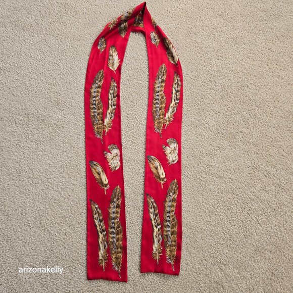 Silk Scarf Bird of Prey Feathers Owl Hawk Eagle Falcon - Picture 3 of 10